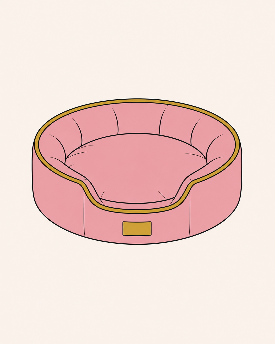 Ilustracion de cama redonda con borde elevado
