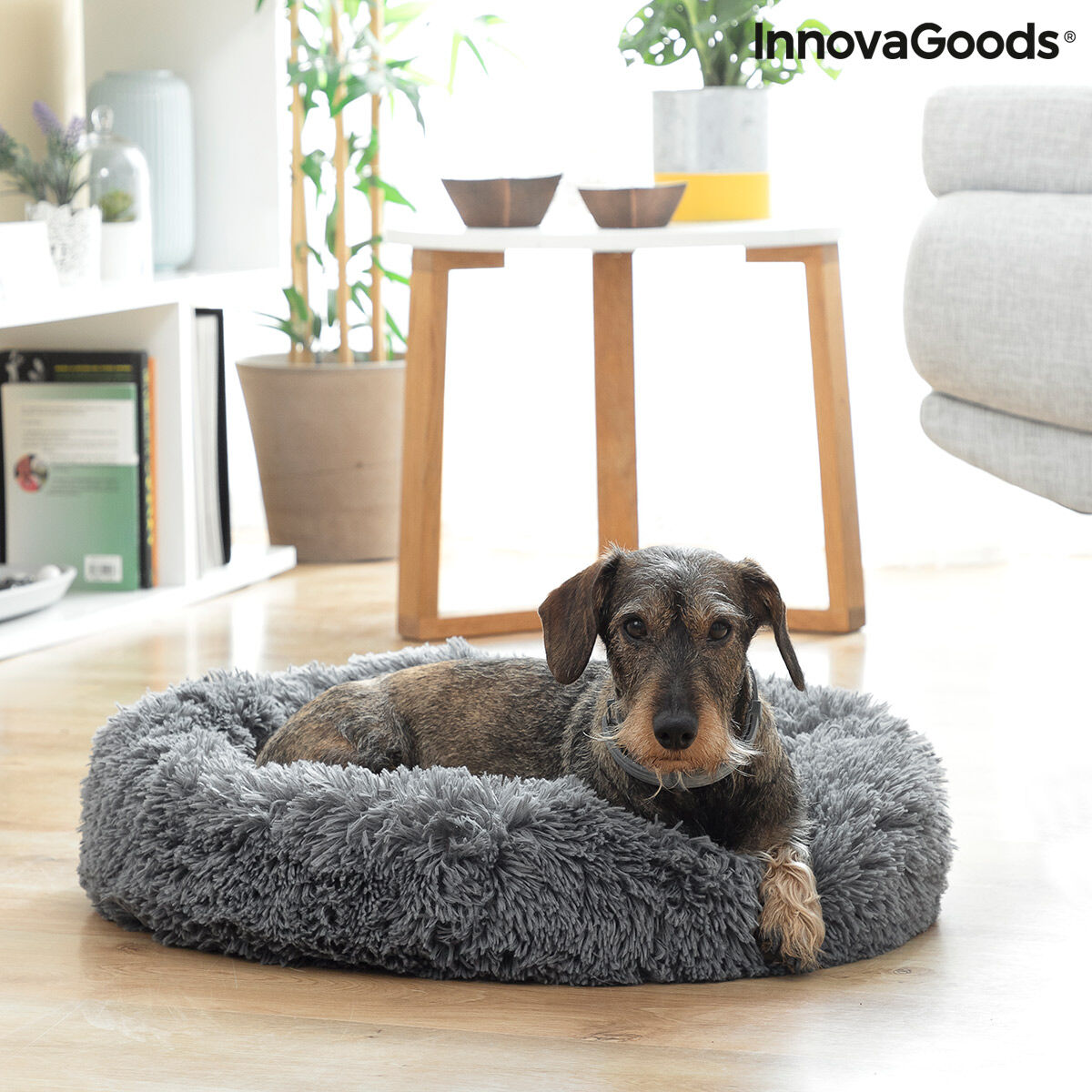 Cama antiestres Bepess redonda 60 cm gris